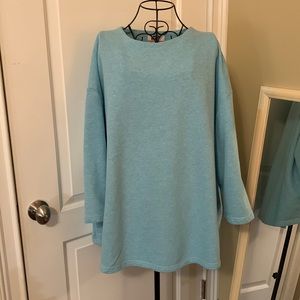 Lands End green heathered scoop-neck 3/4 sleeve sweatshirt sz 3x (24W-26W)
